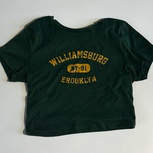 Garage crop top - Dark Green with Gold Print